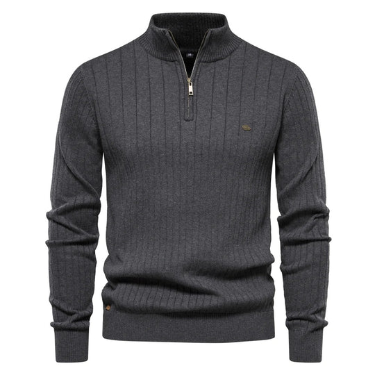 Gebreide herensweater met opstaande kraag