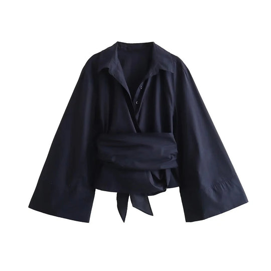 Kimono damesblouse met lange mouwen