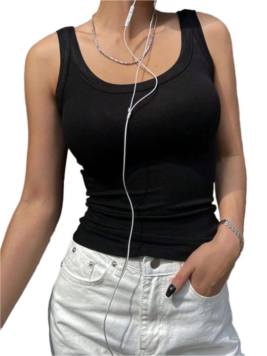 Gebreide mouwloze damestanktop