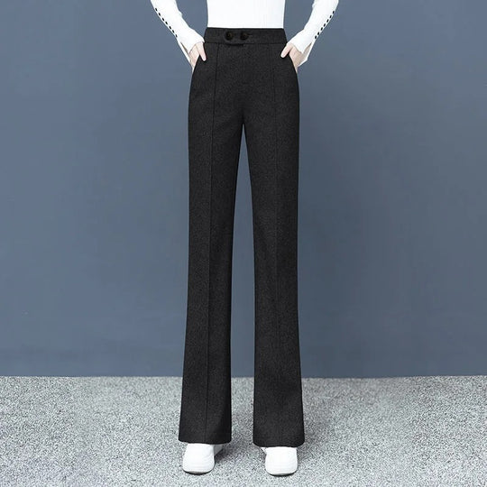 Dames wolmix rechte broek
