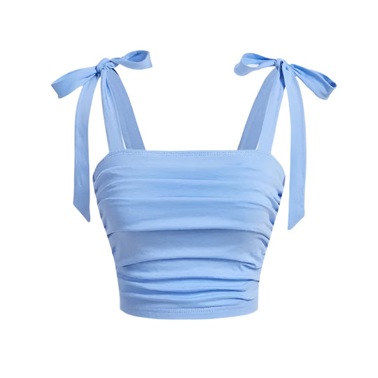 Dames-top met ruches en schouderbandjes