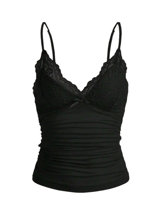 Contrasterende kanten crop top met strik aan de voorkant voor dames