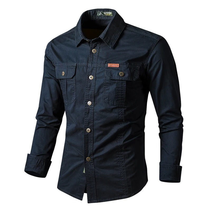 Heren shirt met lange mouwen in militaire stijl