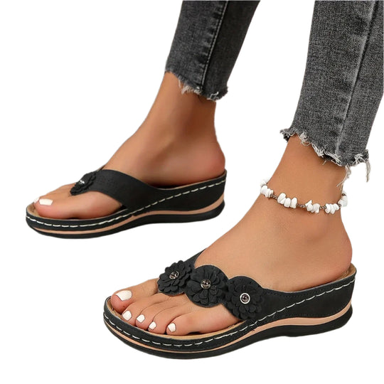 Vrouwen Slip-On Strand Slippers met Bloemen