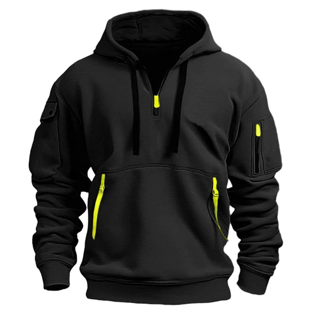 Herensweater met capuchon en meerdere zakken
