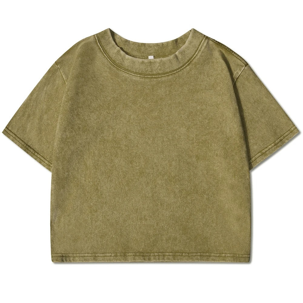 Effen Slim Washed T-shirt voor Dames