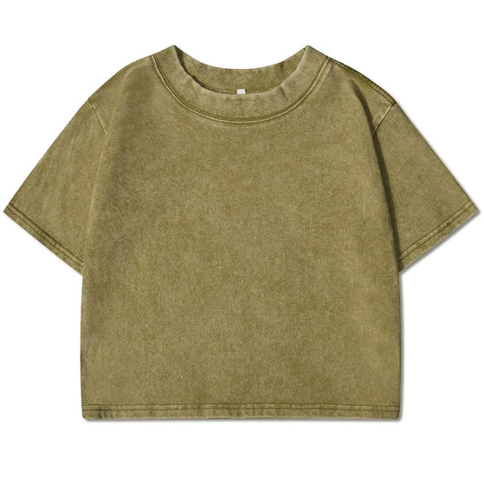 Effen Slim Washed T-shirt voor Dames