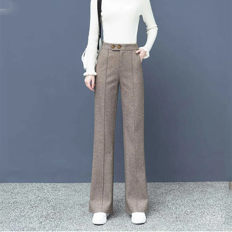 Dames wolmix rechte broek