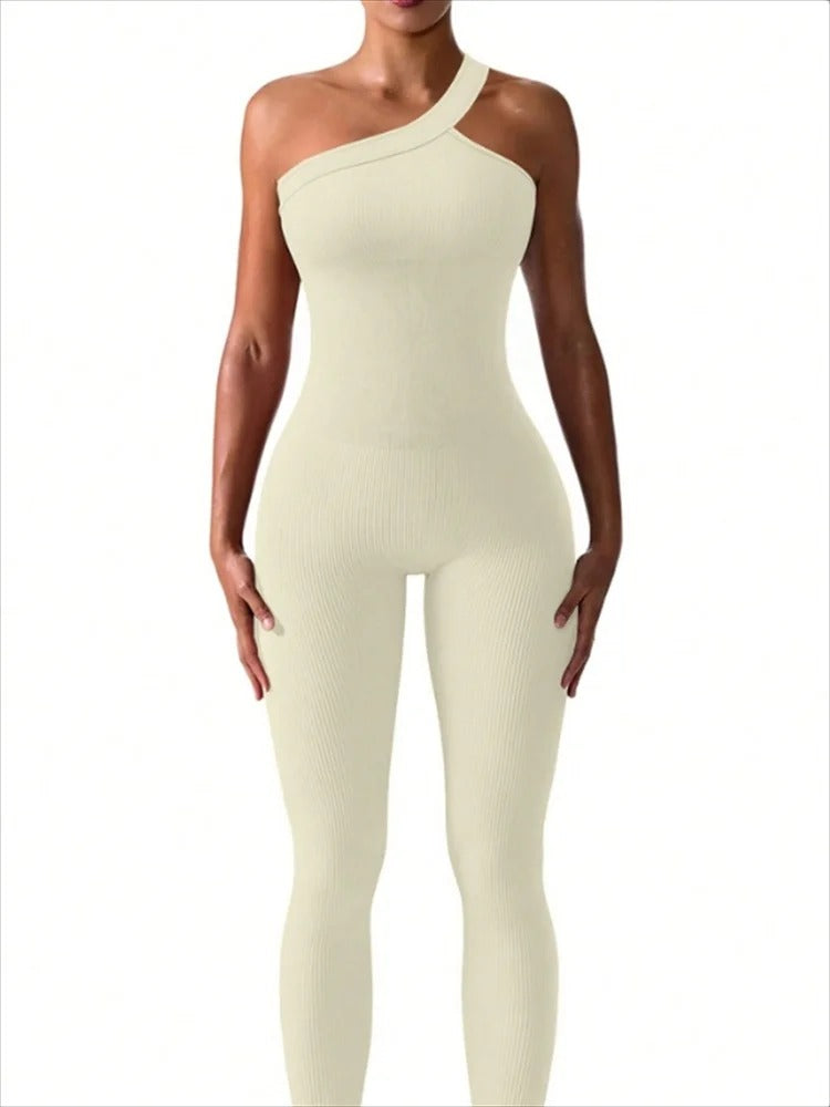 Dames Yogajumpsuit Sport Set met één schouder