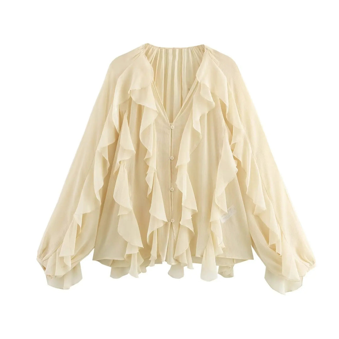 Dames doorschijnende gelaagde blouse