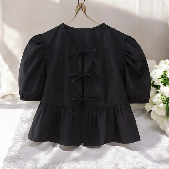 Damesblazer met gekatte mouwen en pofmouwtjes