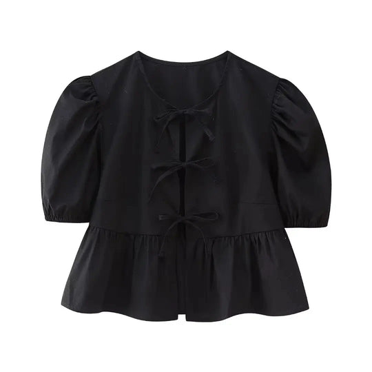 Damesblazer met gekatte mouwen en pofmouwtjes