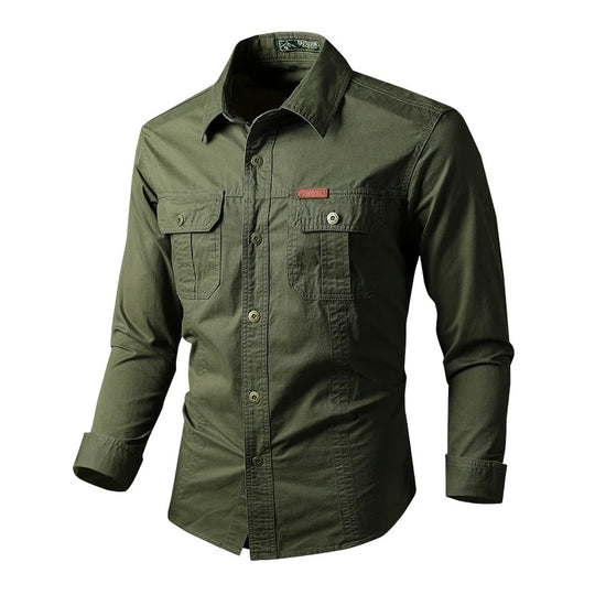 Heren shirt met lange mouwen in militaire stijl