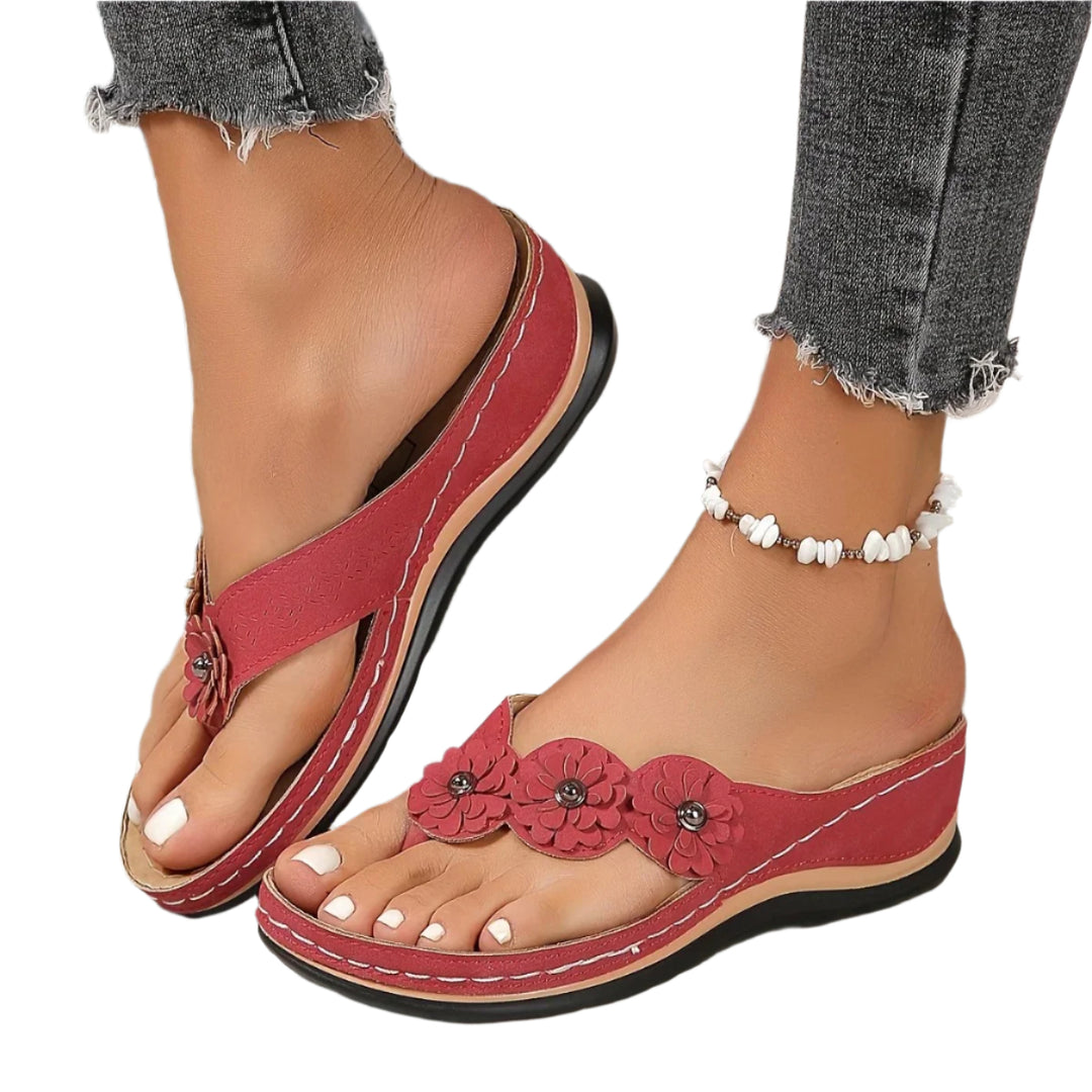 Vrouwen Slip-On Strand Slippers met Bloemen