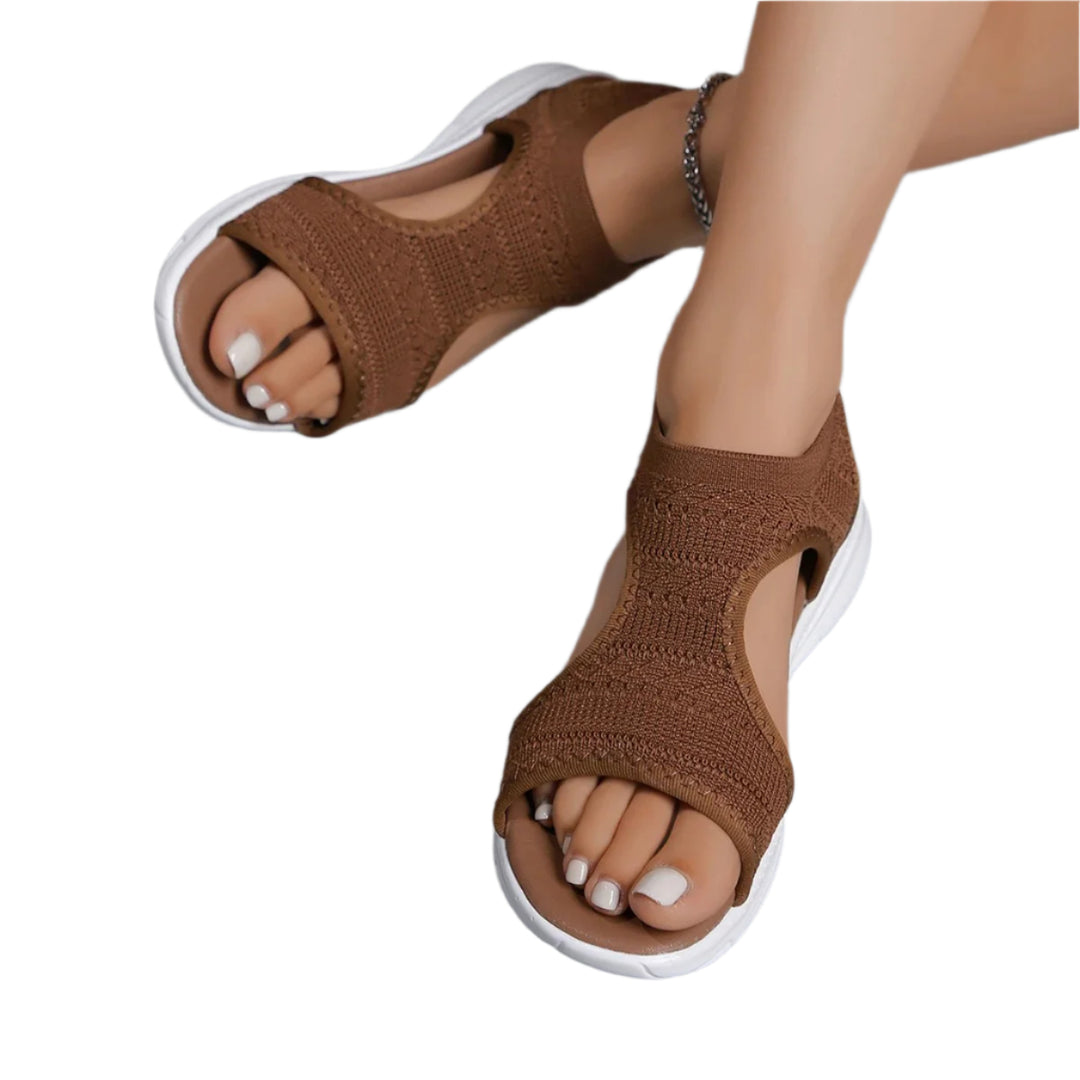 Mesh platform wedge sandalen voor dames