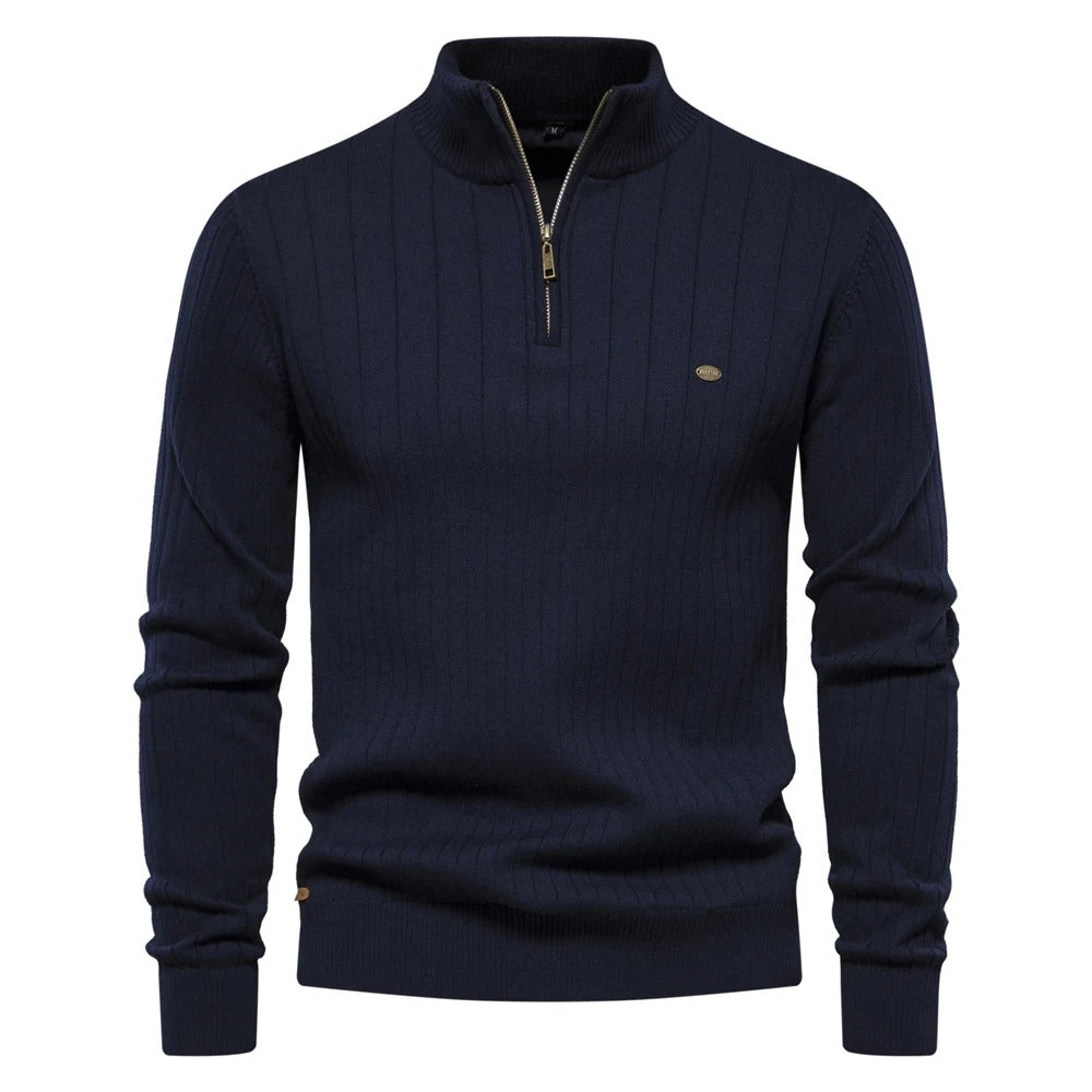 Gebreide herensweater met opstaande kraag