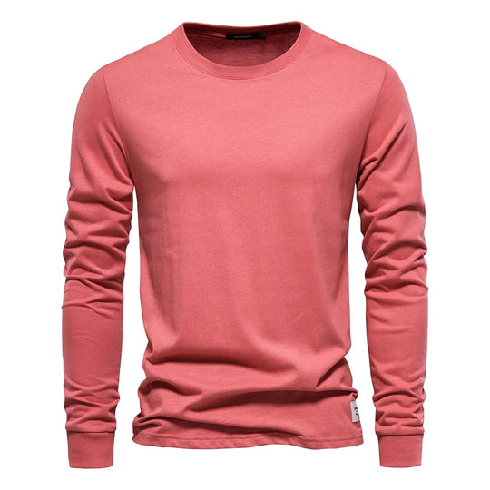 Heren Effen Kleur Lange Mouwen T-shirt