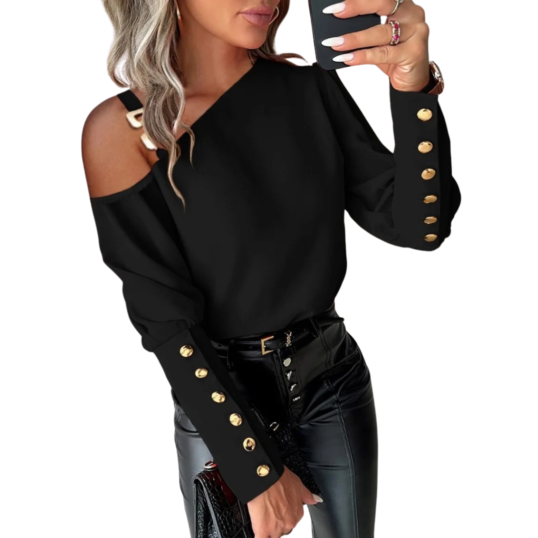 Knoopblouse met lange mouwen voor dames