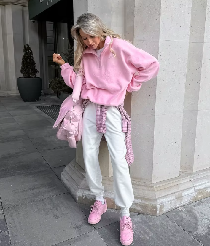 Damespullover Polar Fleece Roze Ritssluiting