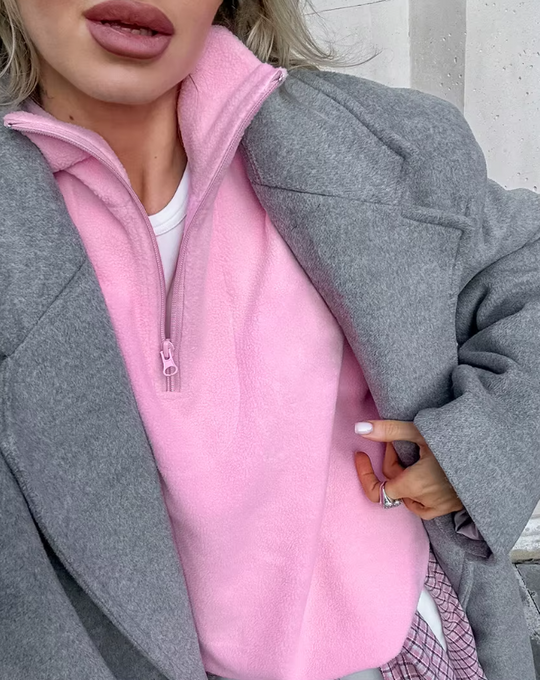 Damespullover Polar Fleece Roze Ritssluiting