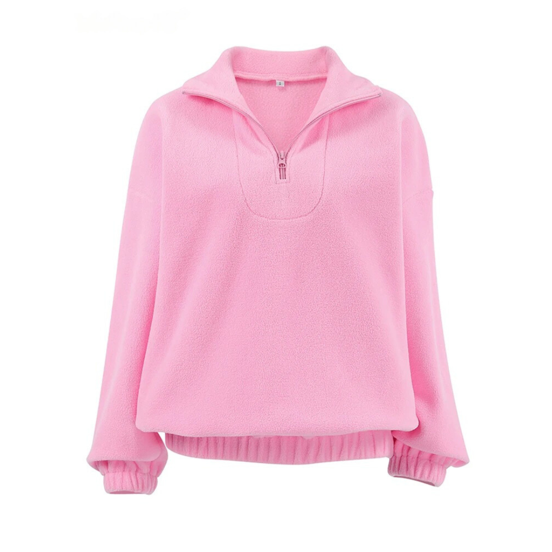 Damespullover Polar Fleece Roze Ritssluiting