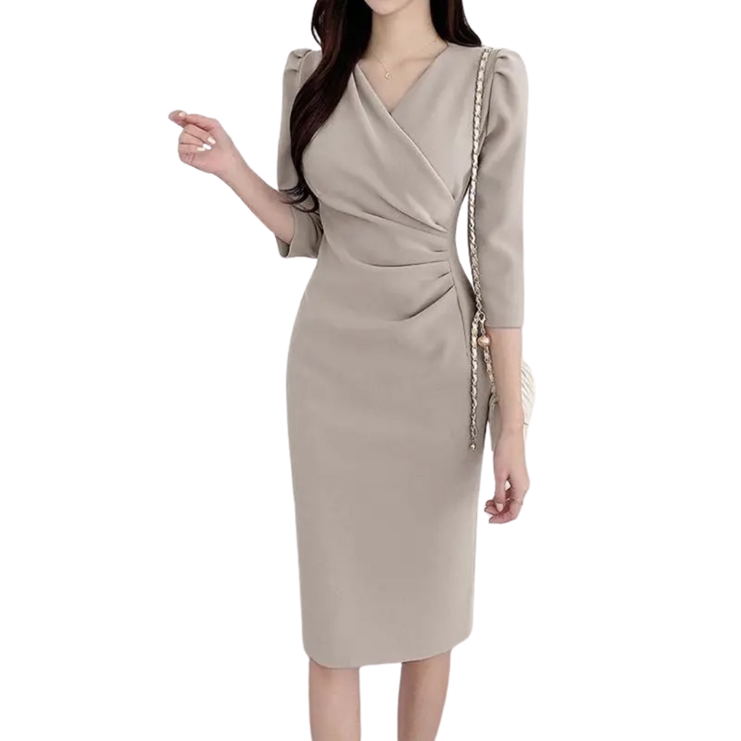 Dames V-hals bodycon knielange werkjurk