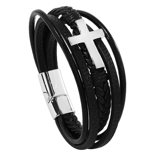 Leren Kruis Armband