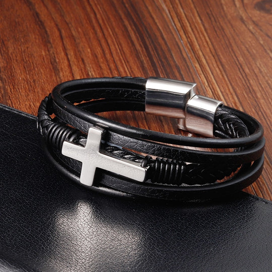 Leren Kruis Armband