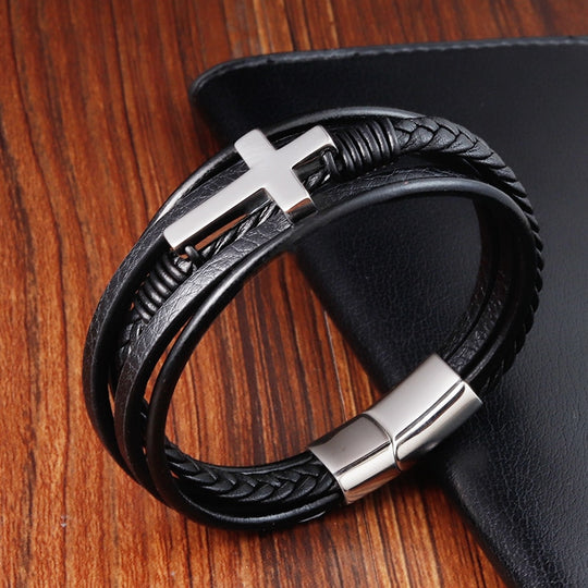 Leren Kruis Armband