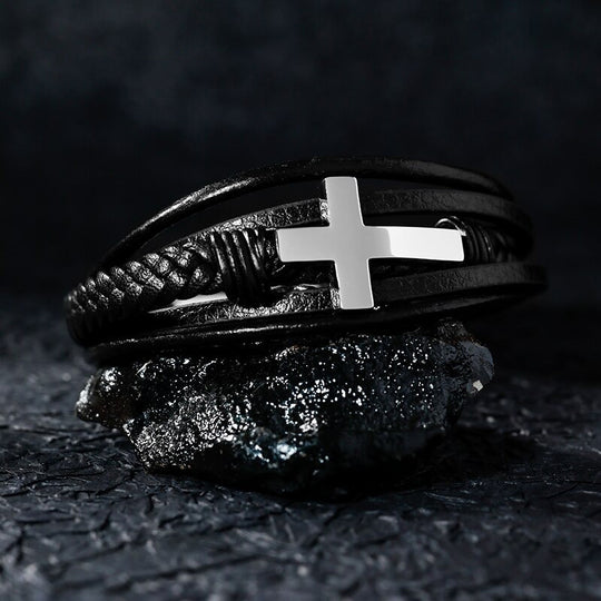 Leren Kruis Armband