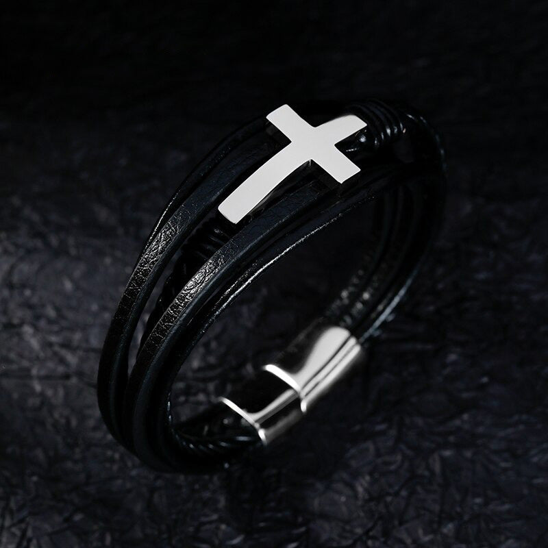 Leren Kruis Armband