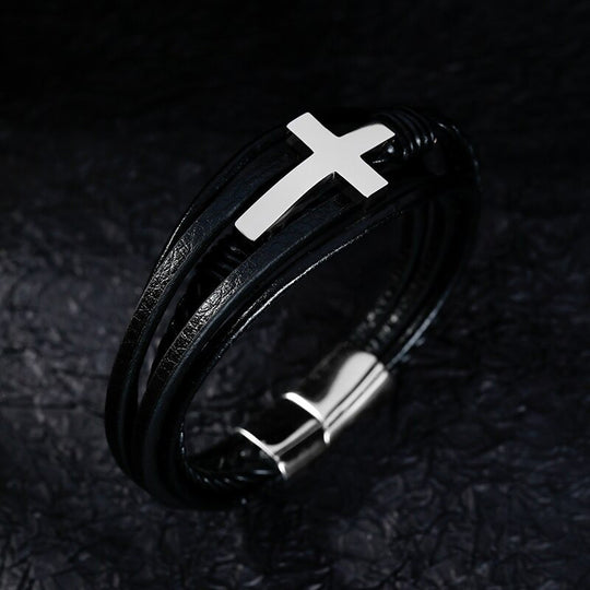 Leren Kruis Armband