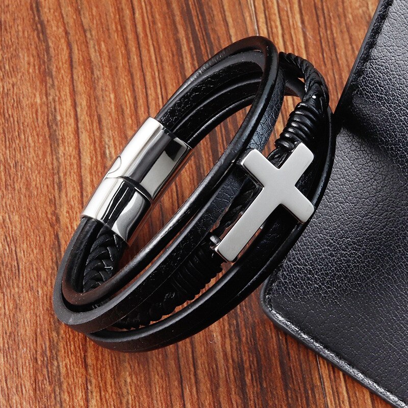 Leren Kruis Armband