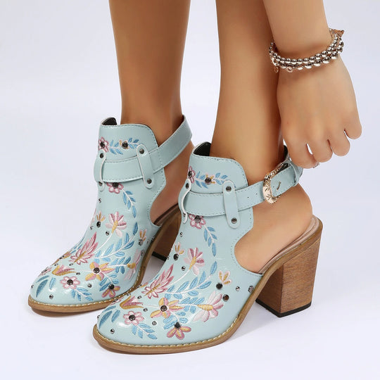 Laars sandalen met grote hak Belleza