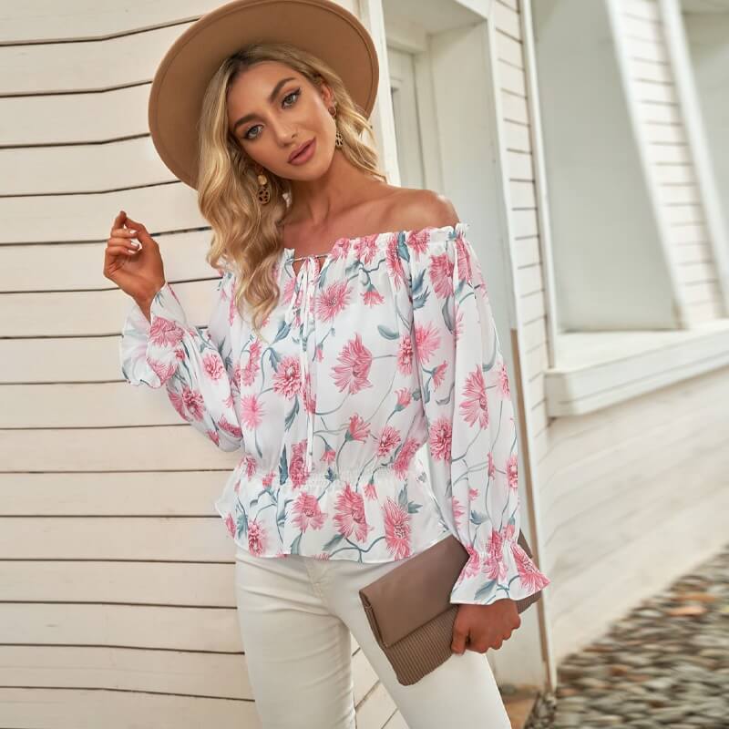 Bloemen Blouse met Ruches Mouwen Belleza