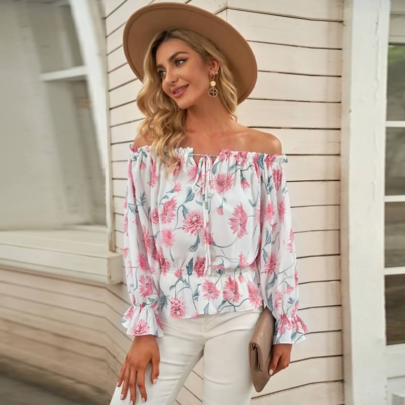 Bloemen Blouse met Ruches Mouwen Belleza