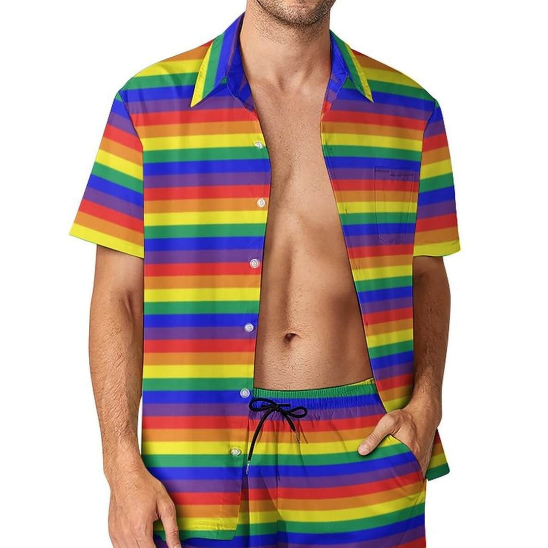 Regenboogstreep Herenshirt