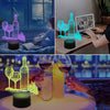 Wijn en glas 3D-illusielicht
