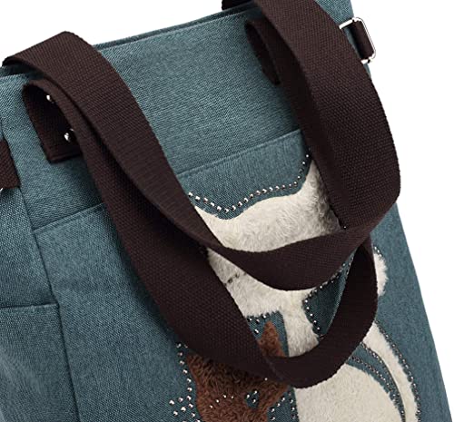 Kat Geborduurde Canvas Tas Belleza