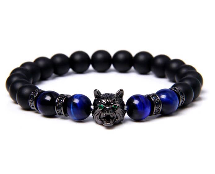 Wolf tijgeroog kralen armband Belleza