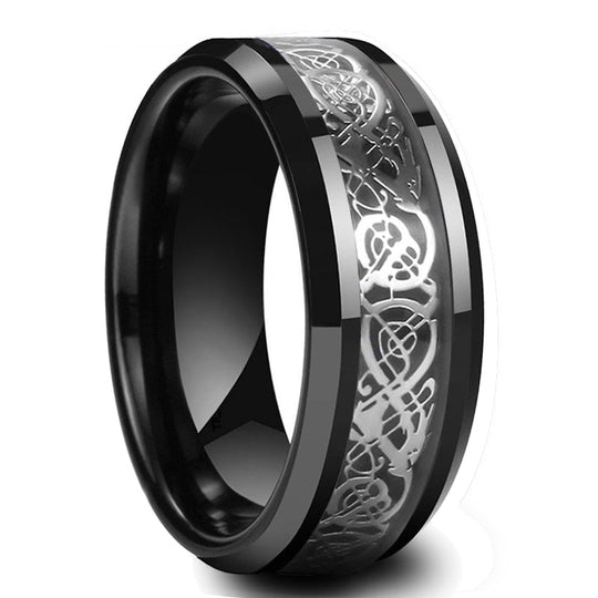 Koolstofvezel Keltische Draak Ring