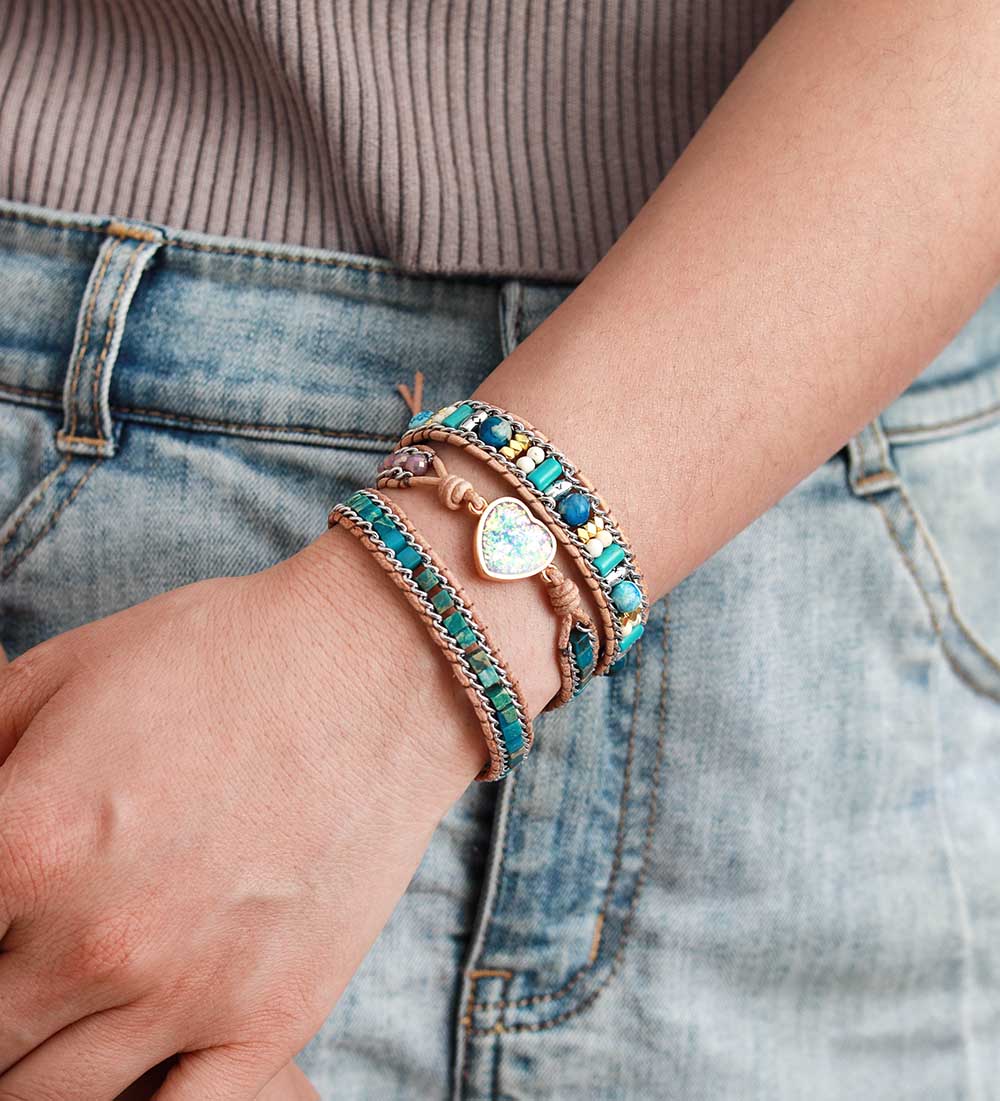 Opaal Hart Wikkel Armband