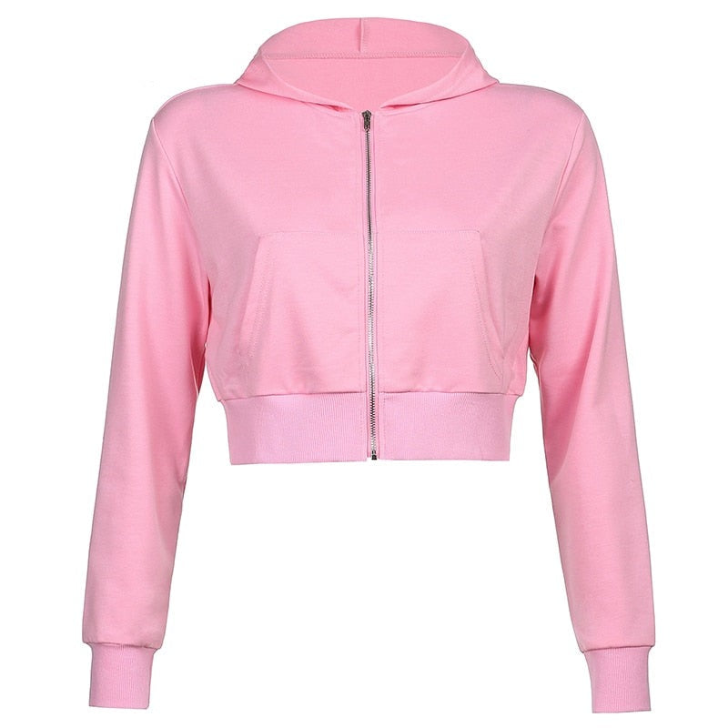 Extra Slanke Gekroesde Zip-Up Hoodie Belleza