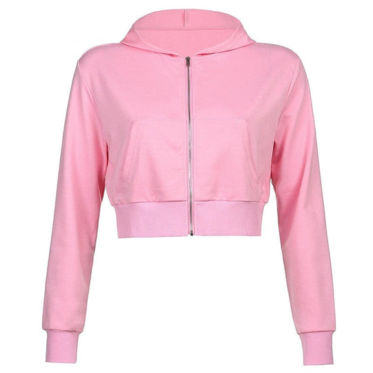 Extra Slanke Gekroesde Zip-Up Hoodie Belleza