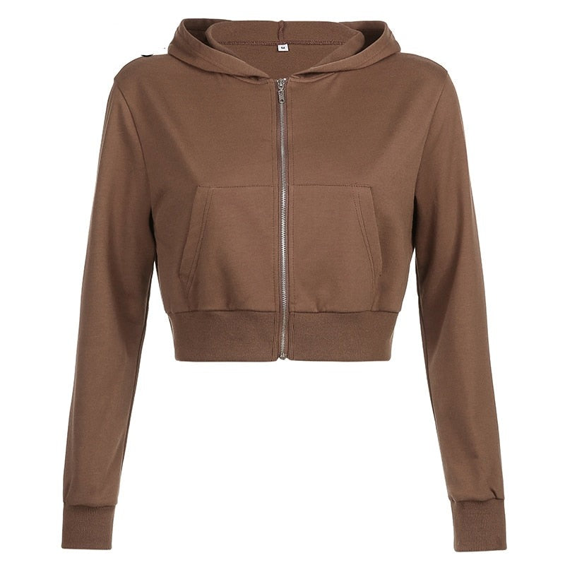 Extra Slanke Gekroesde Zip-Up Hoodie Belleza