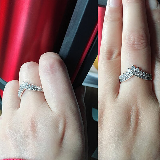 V vorm Sterling zilveren Ring Belleza