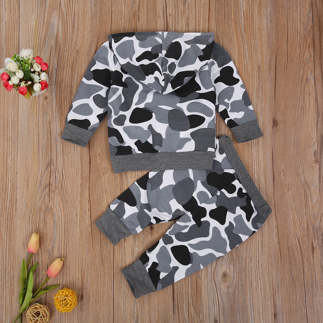 Grijs Camouflage Hoodie en Broeken Set Belleza