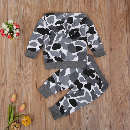Grijs Camouflage Hoodie en Broeken Set Belleza