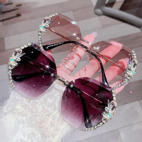 Randloze Gradient Lens Rhinestone Zonnebril