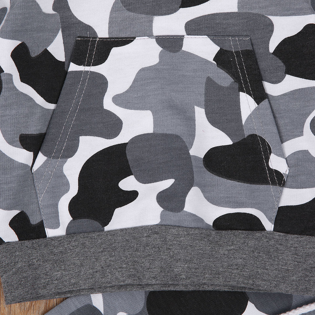 Grijs Camouflage Hoodie en Broeken Set Belleza